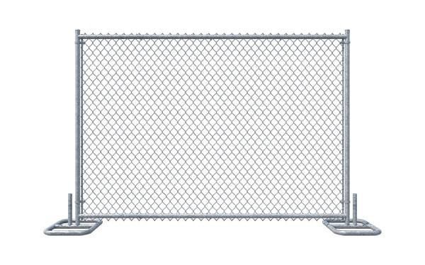 temporary fence panels are usually installed using feet or stands that are anchored into the ground and then connected together via clips or brackets